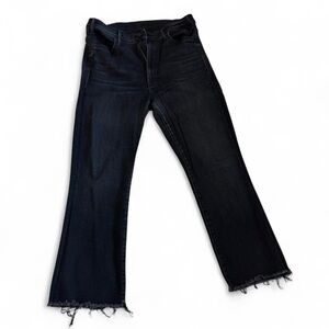 MOTHER Black Flare Jeans with Frayed Hem